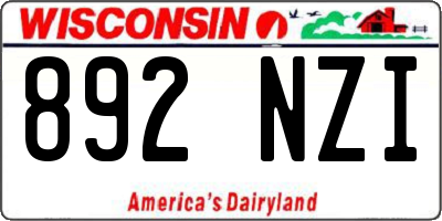 WI license plate 892NZI