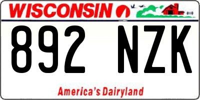 WI license plate 892NZK