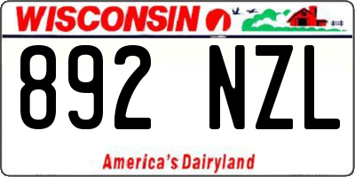 WI license plate 892NZL