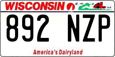 WI license plate 892NZP