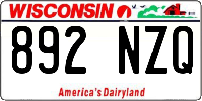 WI license plate 892NZQ