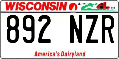 WI license plate 892NZR