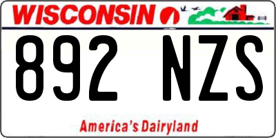 WI license plate 892NZS