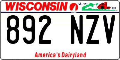 WI license plate 892NZV