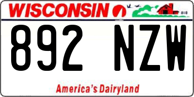 WI license plate 892NZW