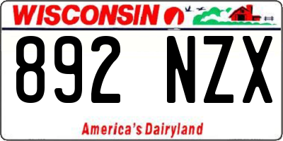 WI license plate 892NZX