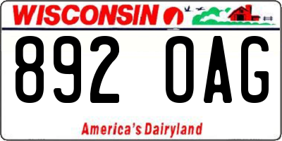 WI license plate 892OAG