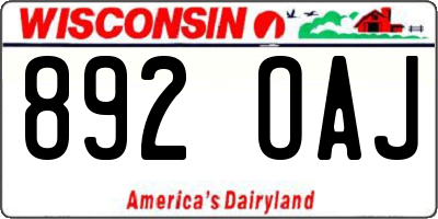 WI license plate 892OAJ