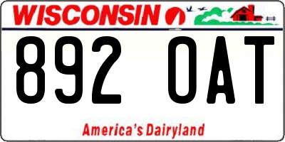 WI license plate 892OAT