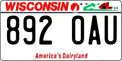 WI license plate 892OAU