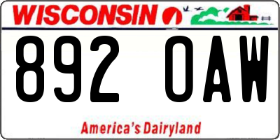 WI license plate 892OAW