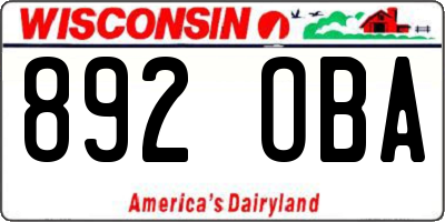 WI license plate 892OBA