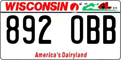 WI license plate 892OBB