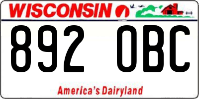 WI license plate 892OBC