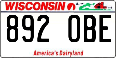 WI license plate 892OBE