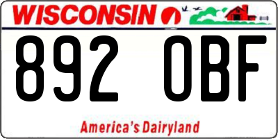 WI license plate 892OBF