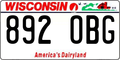 WI license plate 892OBG