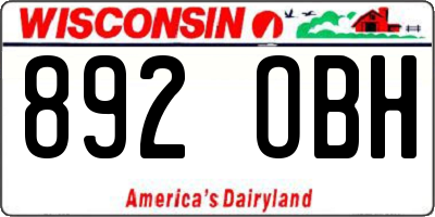 WI license plate 892OBH