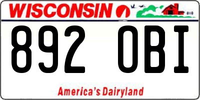 WI license plate 892OBI