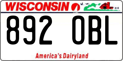 WI license plate 892OBL