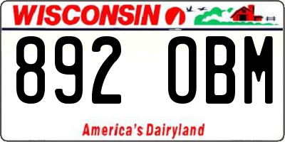 WI license plate 892OBM