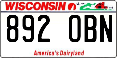 WI license plate 892OBN