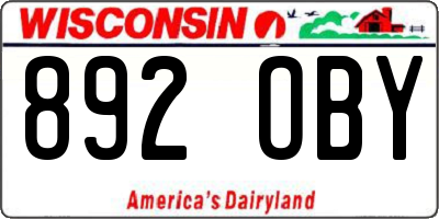 WI license plate 892OBY