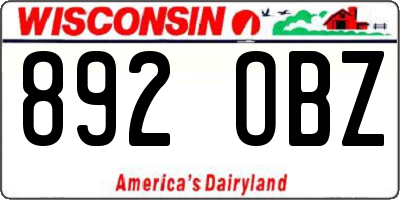 WI license plate 892OBZ
