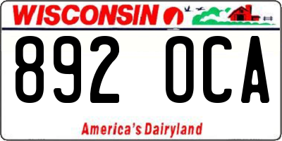 WI license plate 892OCA