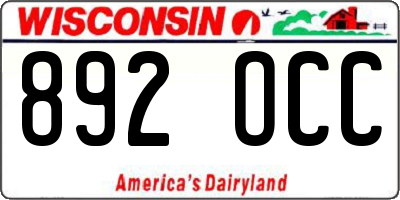 WI license plate 892OCC