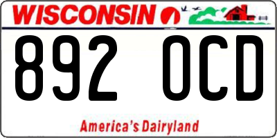 WI license plate 892OCD
