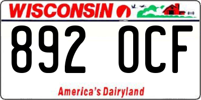 WI license plate 892OCF