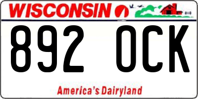 WI license plate 892OCK