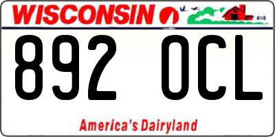 WI license plate 892OCL