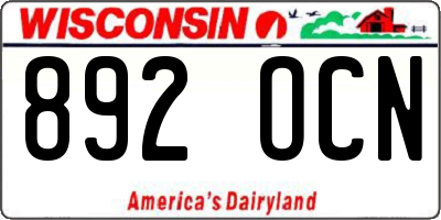 WI license plate 892OCN