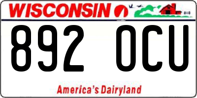WI license plate 892OCU