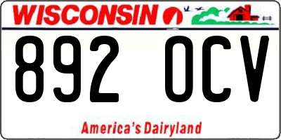 WI license plate 892OCV