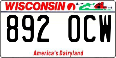 WI license plate 892OCW