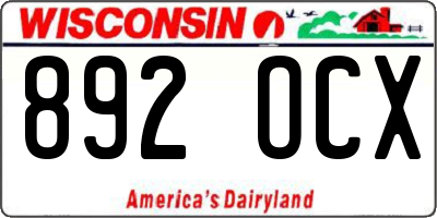 WI license plate 892OCX