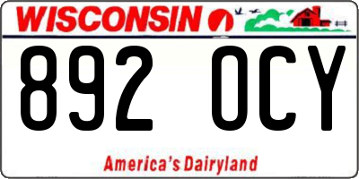 WI license plate 892OCY