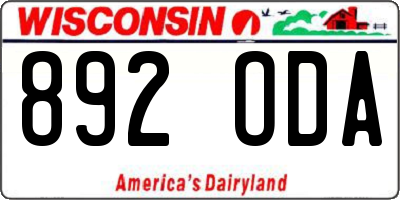 WI license plate 892ODA