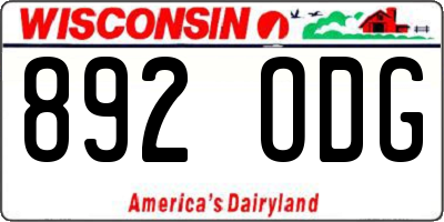 WI license plate 892ODG