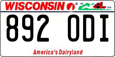 WI license plate 892ODI