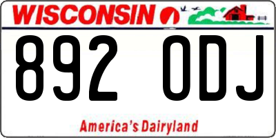 WI license plate 892ODJ