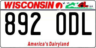 WI license plate 892ODL