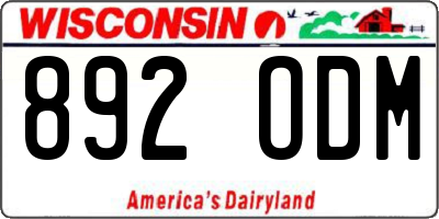 WI license plate 892ODM