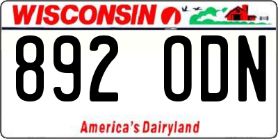 WI license plate 892ODN