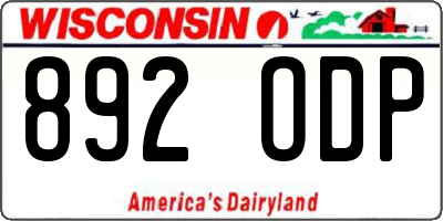 WI license plate 892ODP