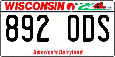 WI license plate 892ODS