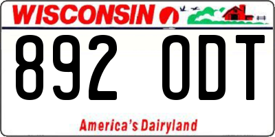 WI license plate 892ODT